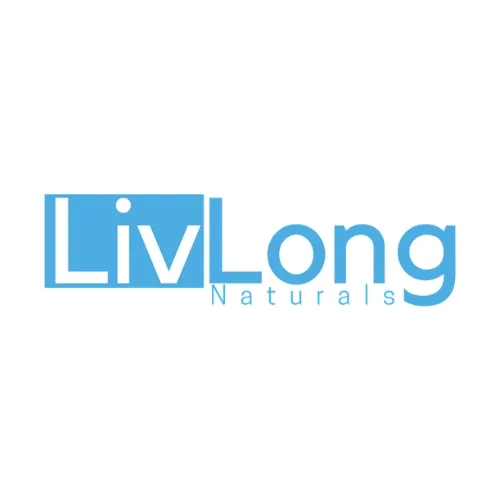 Blue word logo saying LivLong Naturals